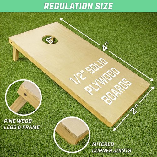 GoSports Solid Wood Cornhole Set - Premium Game Boards with 8 Toss Bags | Choose 4x2 ft or 3x2 ft