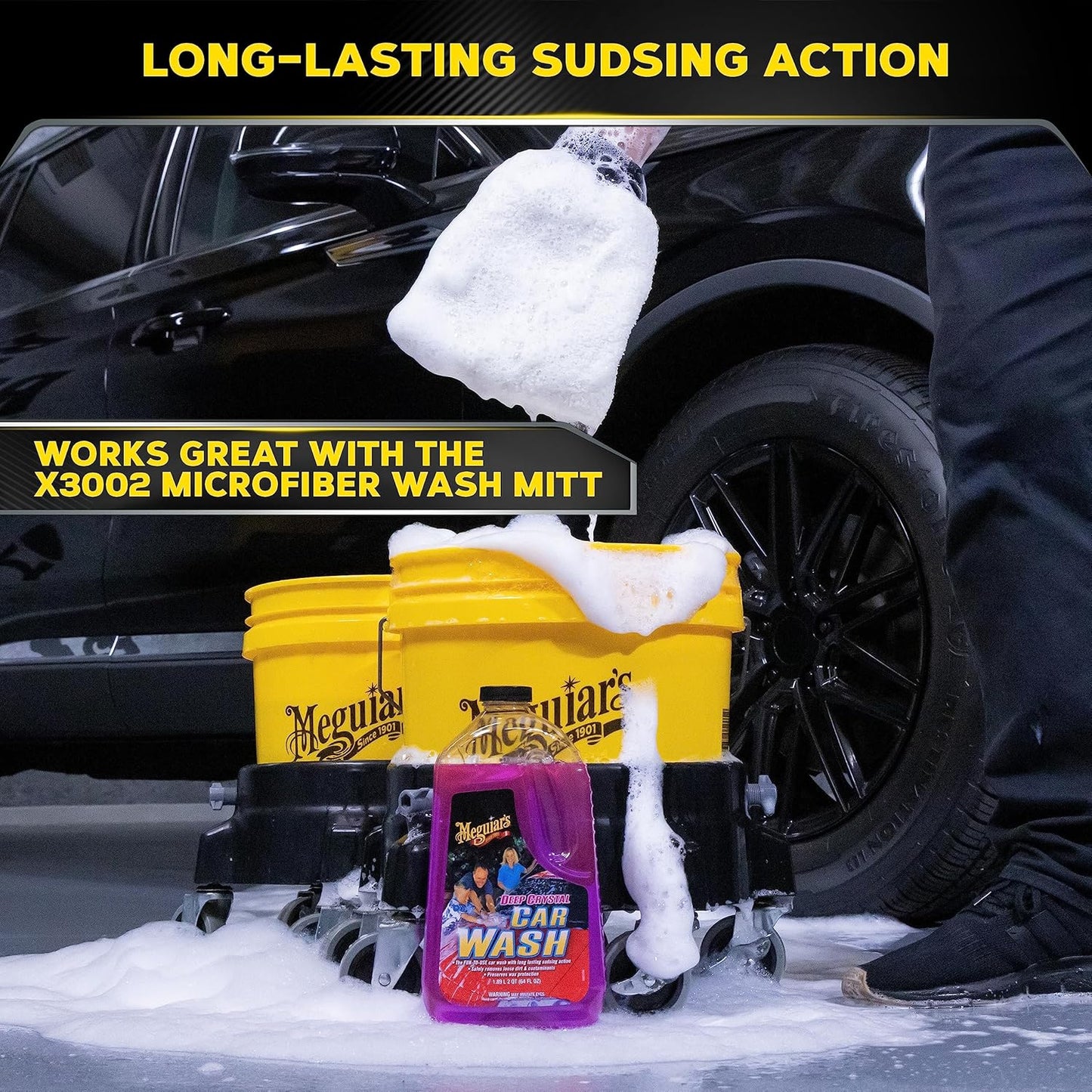 Meguiar's Deep Crystal Car Wash - pH Balanced Shampoo for Glossy Finish & Wax Protection | 64 Oz