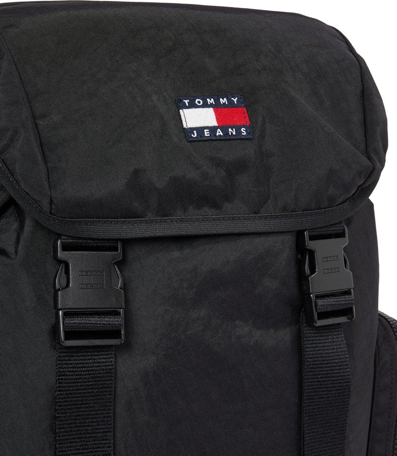 Tommy Jeans Mens Daily Elevated Flap Backpack, Black