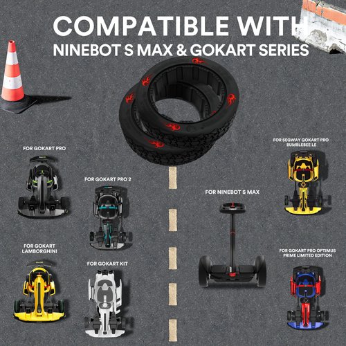 GLDYTIMES 10x2.75 Off-Road Gokart Tire for Ninebot S Max Self-balancing Scooter, Compatible with Gokart Pro/Pro 2 Series, Rear Drift Tire Bundle (2pc)