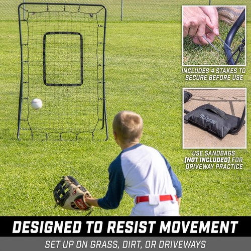GoSports Pitch Back Net - Baseball & Softball Rebounder for Pitching and Fielding | Multiple Sizes Available