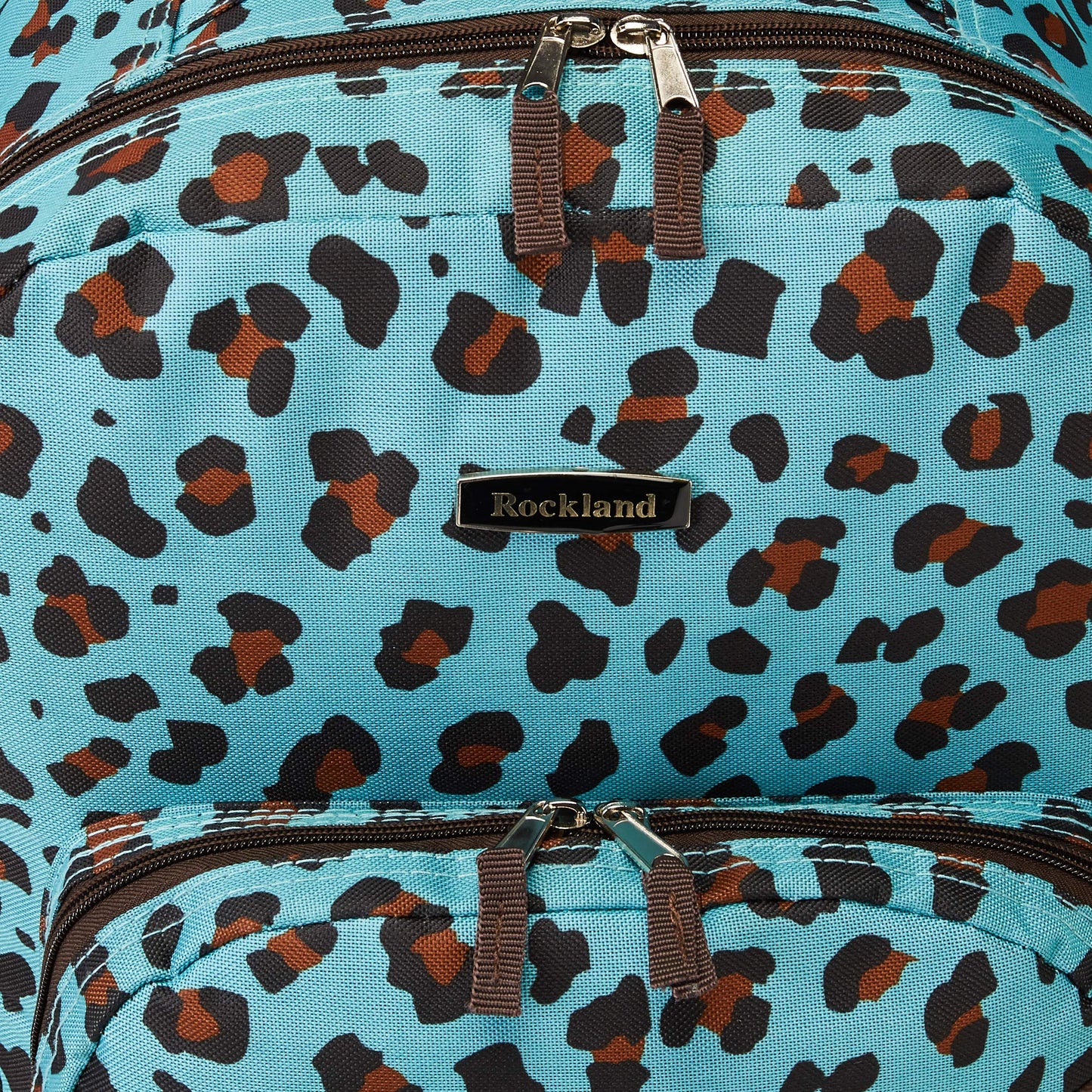 Rockland Double Handle 17" Rolling Backpack, Blue Leopard