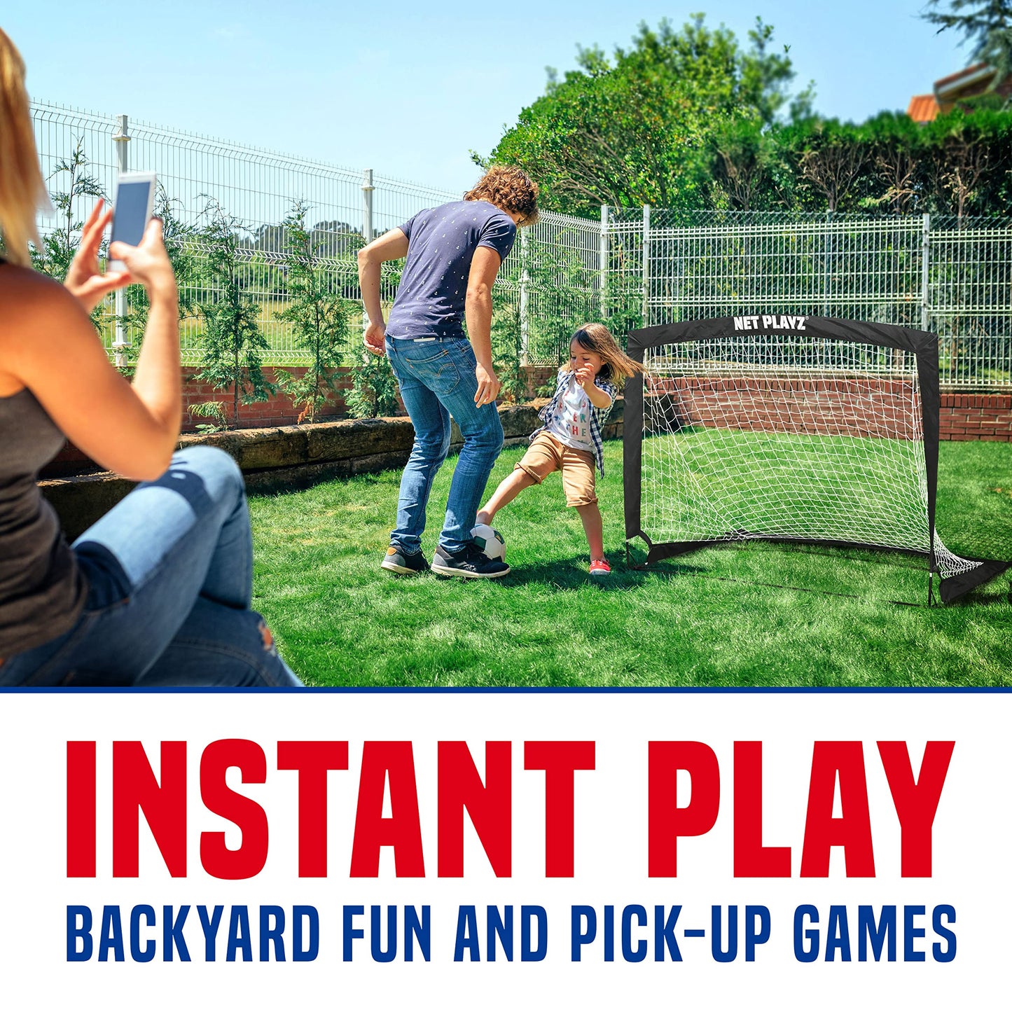 NET PLAYZ Soccer Goals Soccer Net - Kids Pop-up Football Goals for Backyard Practice & Training, Portable 4' x 3', Black (NOS27440A02)