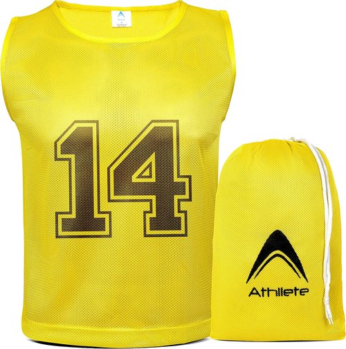 Athllete 12 Pcs Duramesh Pinnies - Numbered Scrimmage Vests for Kids & Adults | Soccer Jerseys