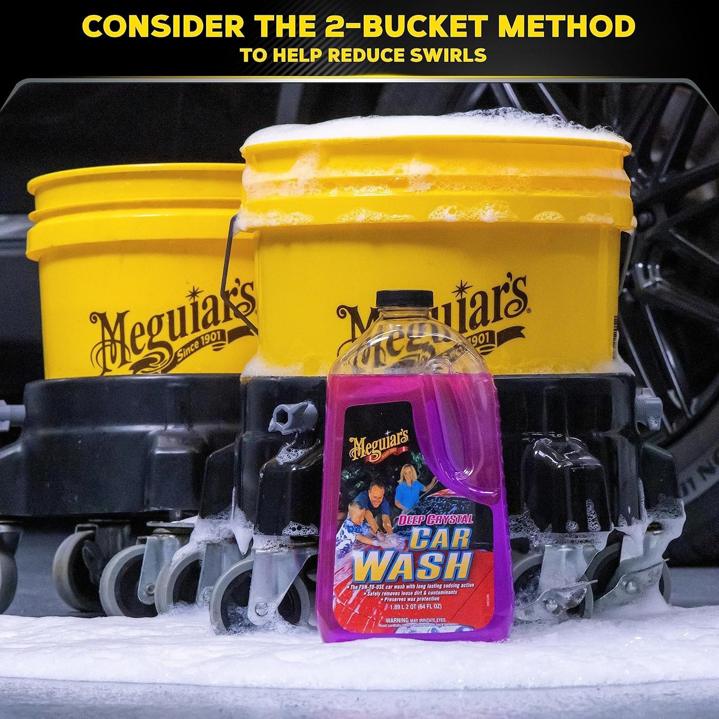 Meguiar's Deep Crystal Car Wash - pH Balanced Shampoo for Glossy Finish & Wax Protection | 64 Oz
