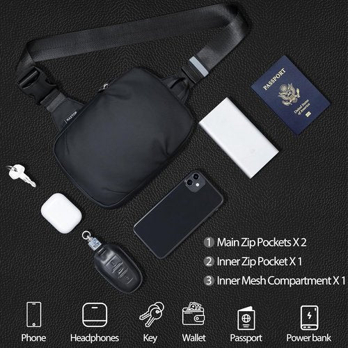 MAXTOP Small Sling Bag - Water Resistant Crossbody Chest Bag for Travel, Sports & Running