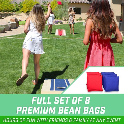 GoSports Portable Cornhole Set - Choose 4x2 Ft or 3x2 Ft Boards with 8 Bean Bags & Travel Case