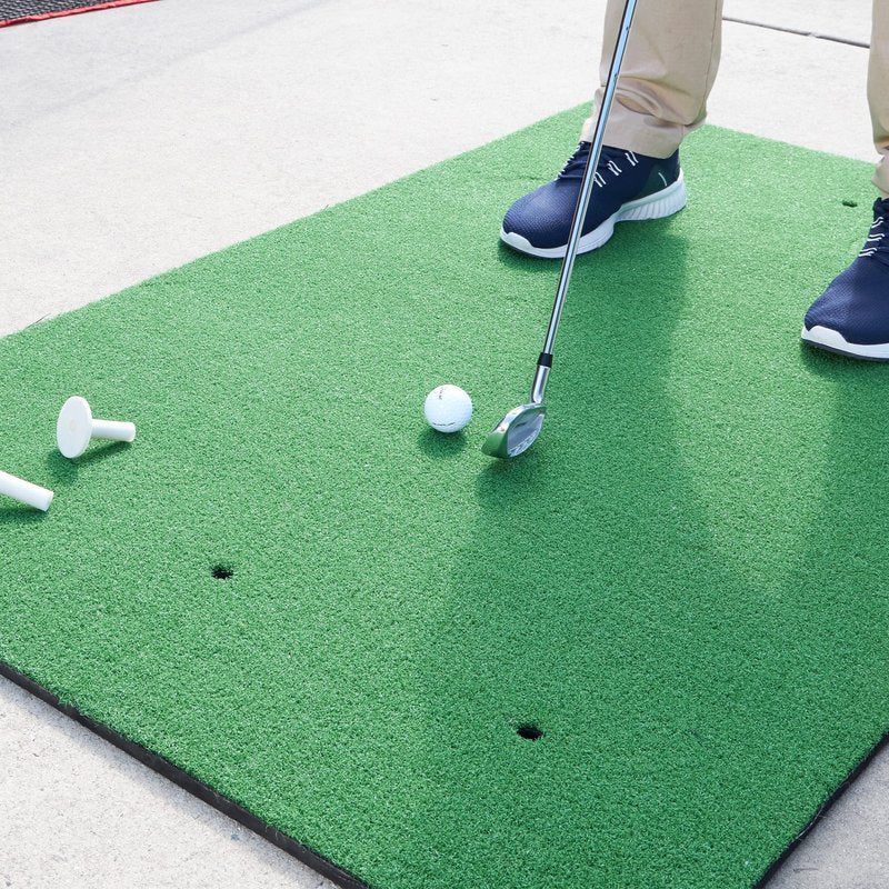 Golf Hitting Mat - 5x3-Foot Artificial Turf Training Mat with 3 Rubber Tees and 6 Teeing Positions - Outdoor or Indoor Golf Simulator by Wakeman