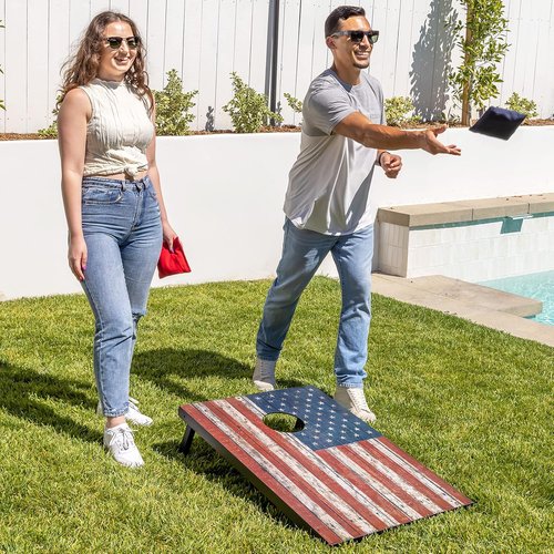 GoSports Portable Cornhole Sets - 8 Styles Available | Choose 4x2 ft or 3x2 ft Boards with 8 Bean Bags & Travel Case