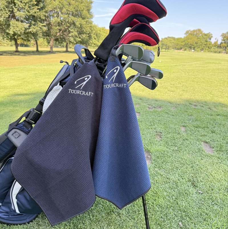 TourCraft Magnetic Golf Towel for Cart or Clubs – Super-Absorbent Waffle Microfiber, Quick-Dry Design with Strong Magnet & Clip, 18x18 (Black)