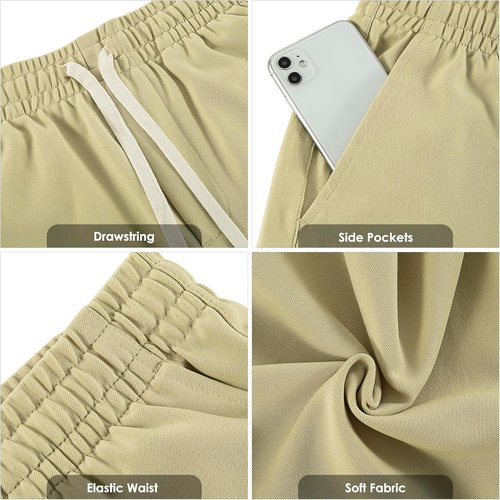 Lkrhzevg Men's Casual Beach Shorts - Elastic Waist & Drawstring with Pockets | Perfect for Outdoor Activities