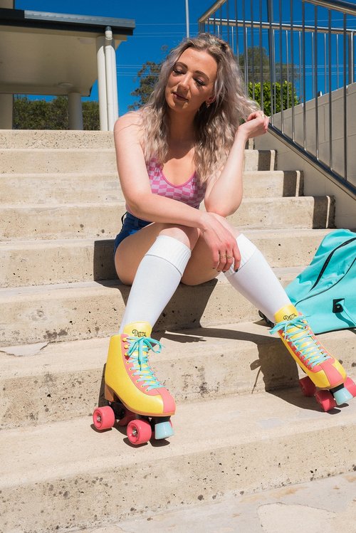 Lenexa Dottie Indoor/Outdoor Roller Skates - Women's & Kids' Skates (Ladies' 8, Yellow)