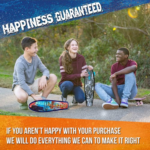Flybar 22 Inch Complete Plastic Cruiser Skateboard Custom Non-Slip Deck Multiple Colors (NERF Blue Paint)