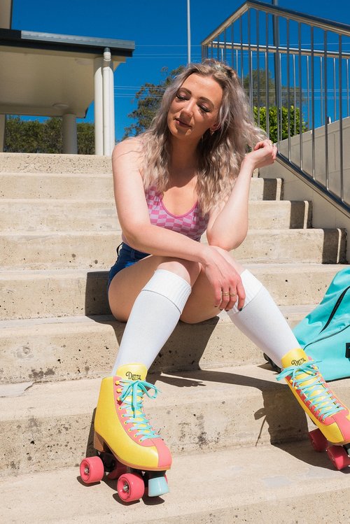 Lenexa Dottie Indoor/Outdoor Roller Skates - Women's & Kids' Skates (Ladies' 8, Yellow)
