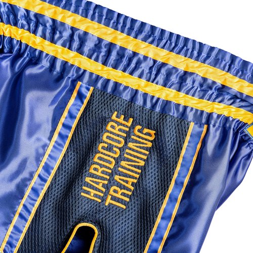 Hardcore Training Muay Thai Shorts Blue Kick Boxing MMA Combat Sport Sparring Trunks