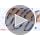 Baseball Necklace for Men & Women - Rhinestone Discoball, 18 inch, Orange/White/Black